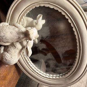 Oval mirror with bunnies